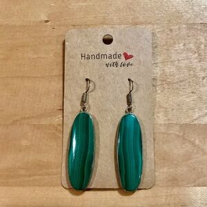 Beautiful Long Malachite Earrings - 925 Stamped